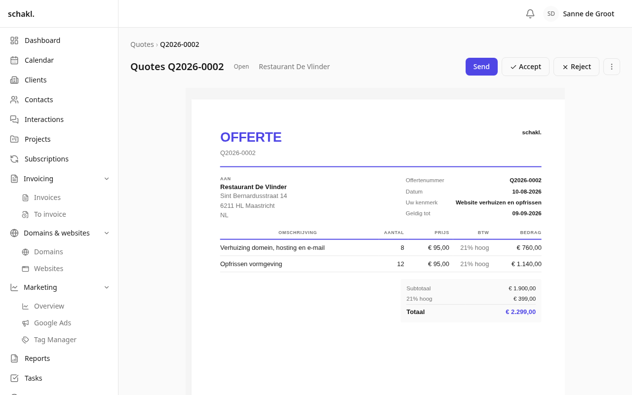 A quote is the same document with a different lifecycle; converting carries the prices it was accepted at.